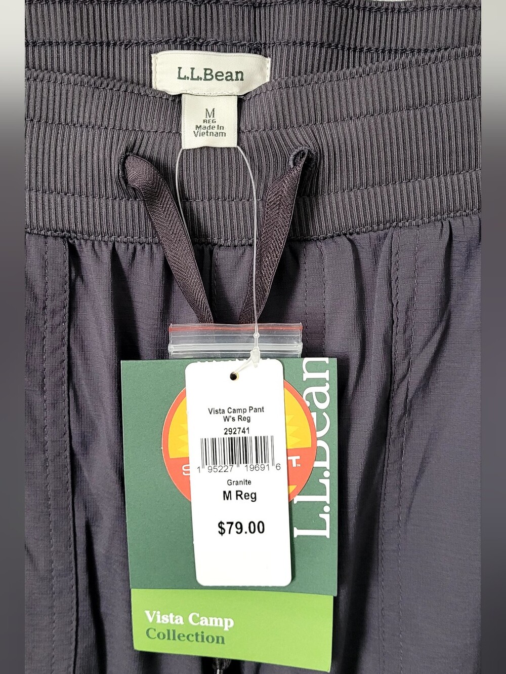NWT L.L. Bean Women's Vista Camp Pants Medium M Reg Cargo Charcoal Grey Straight
